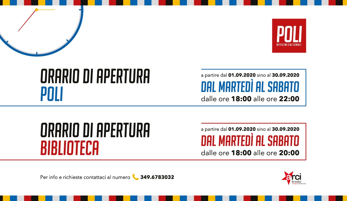 Orari apertura settembre 2020